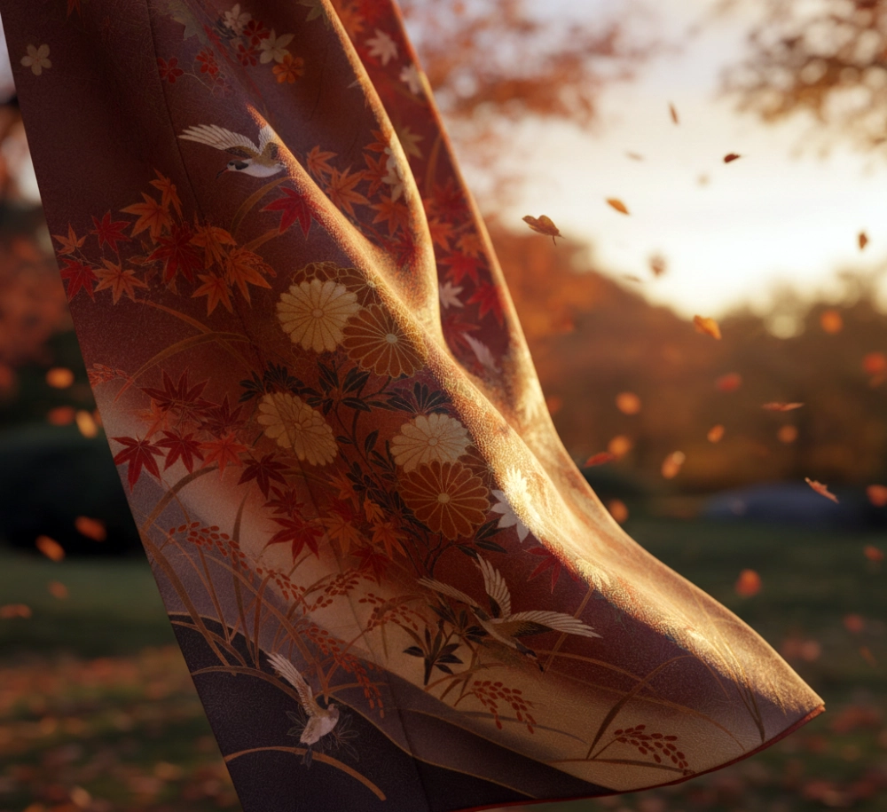 kimono femme Motifs automnaux