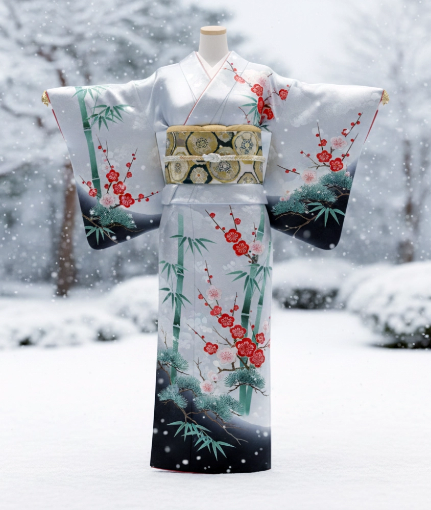 kimono femme Motifs hivernaux