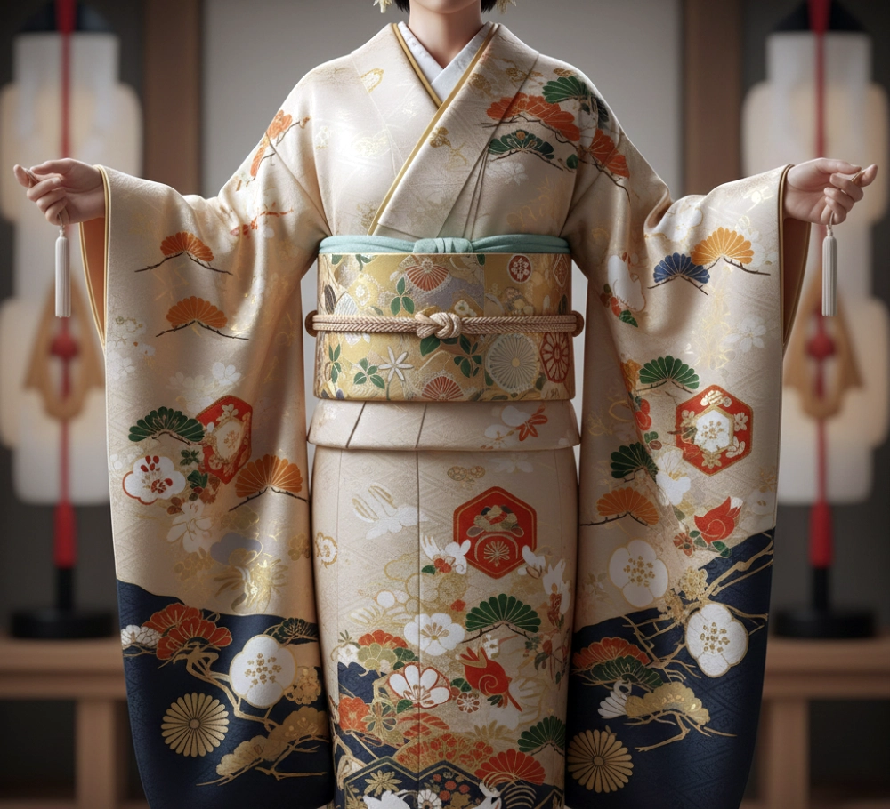 kimono femme Motifs porte-bonheur pour attirer chance et protection