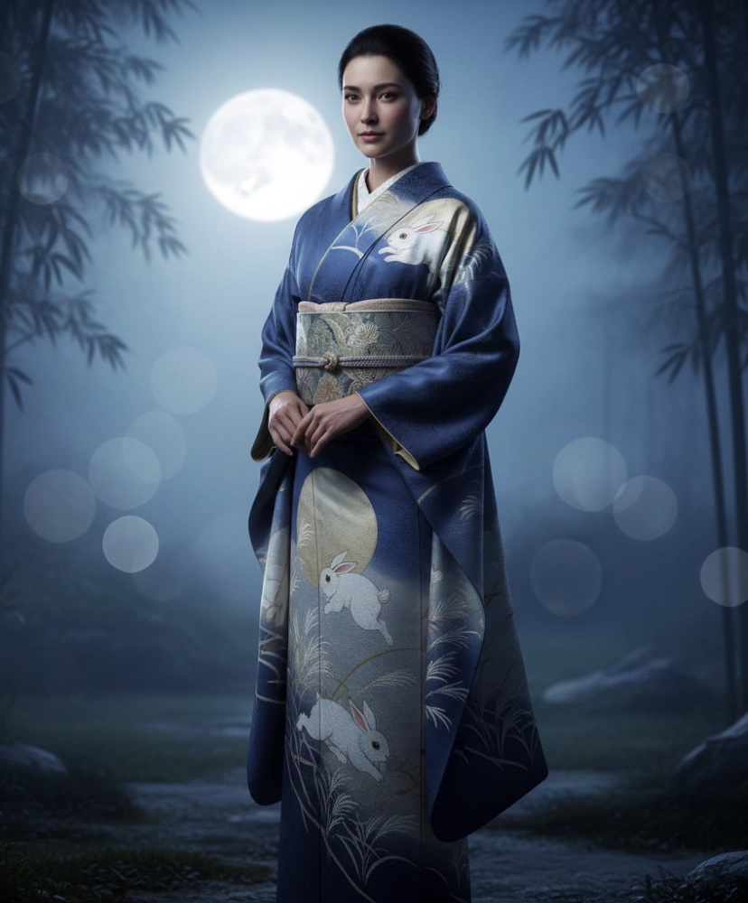 kimono femme motifs lapin usagi