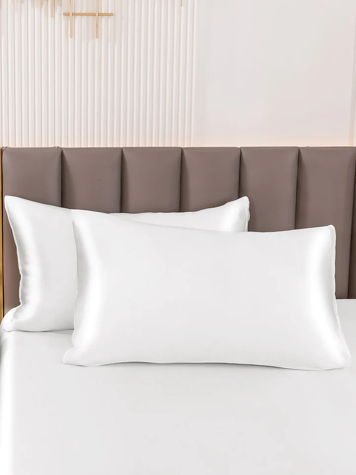 ensemble 2 pièces taie oreiller soie blanc 30 momme