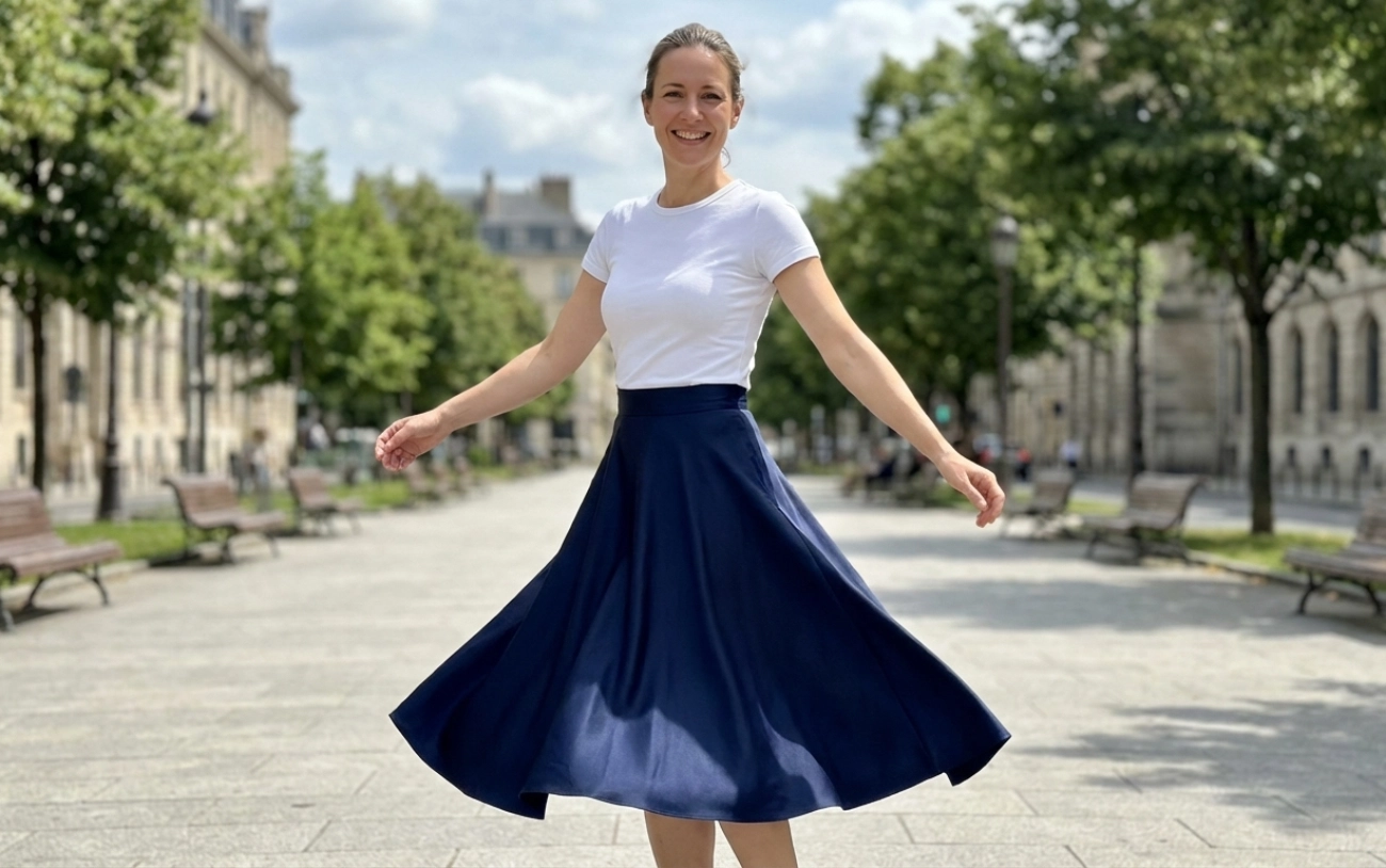 jupe en soie coupe trapèze