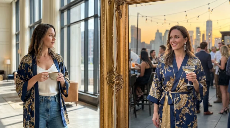 idées de look pour porter un kimono en soie avec style