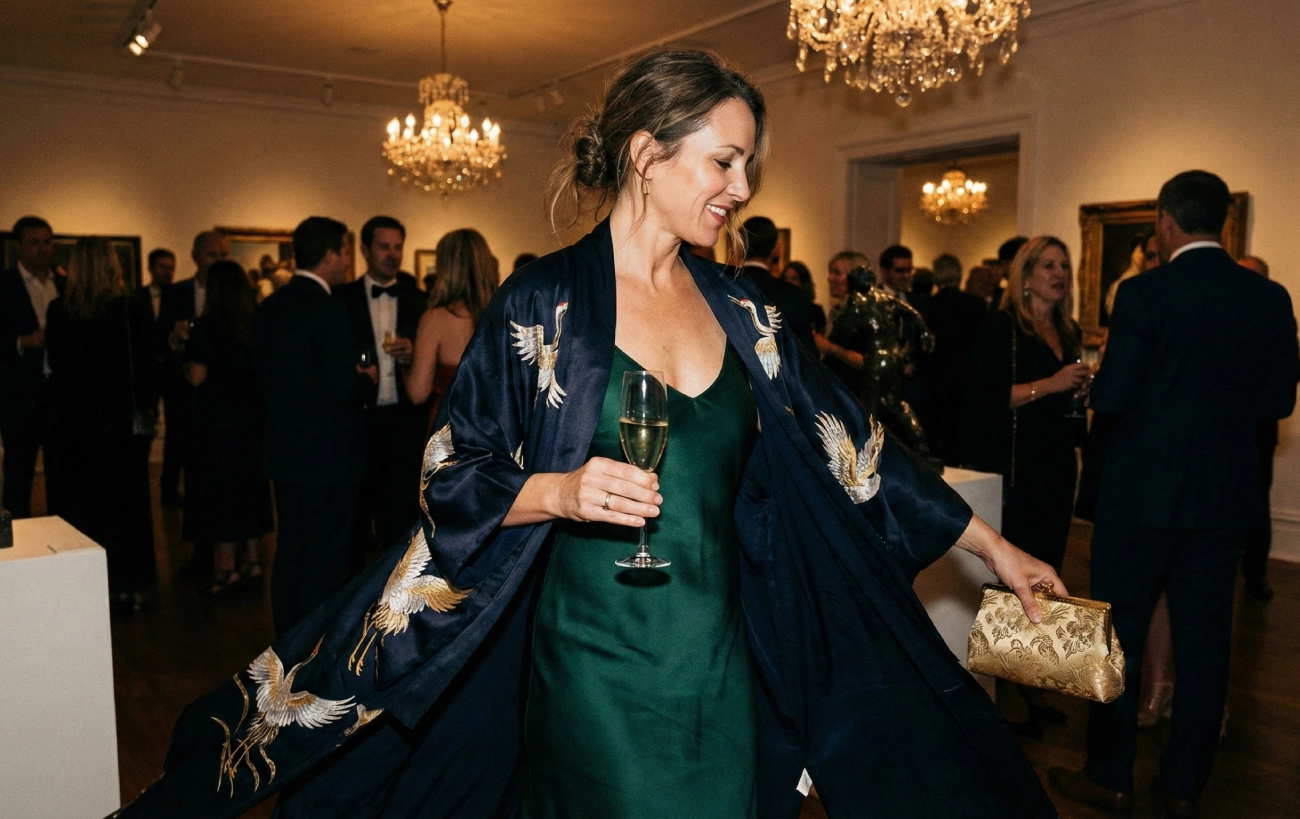 kimono soie look glamour de soirée