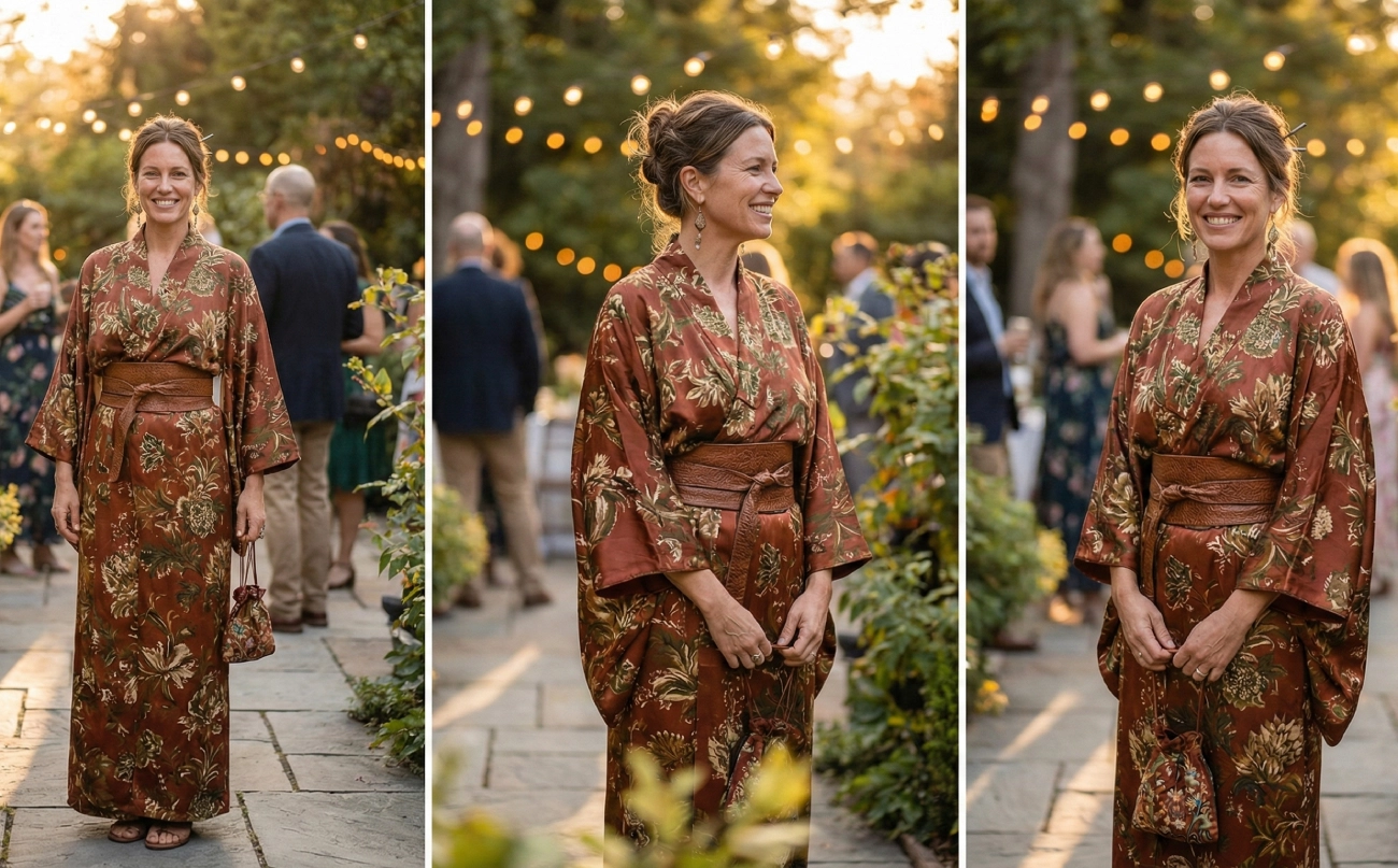 kimono soie look silhouette bohème