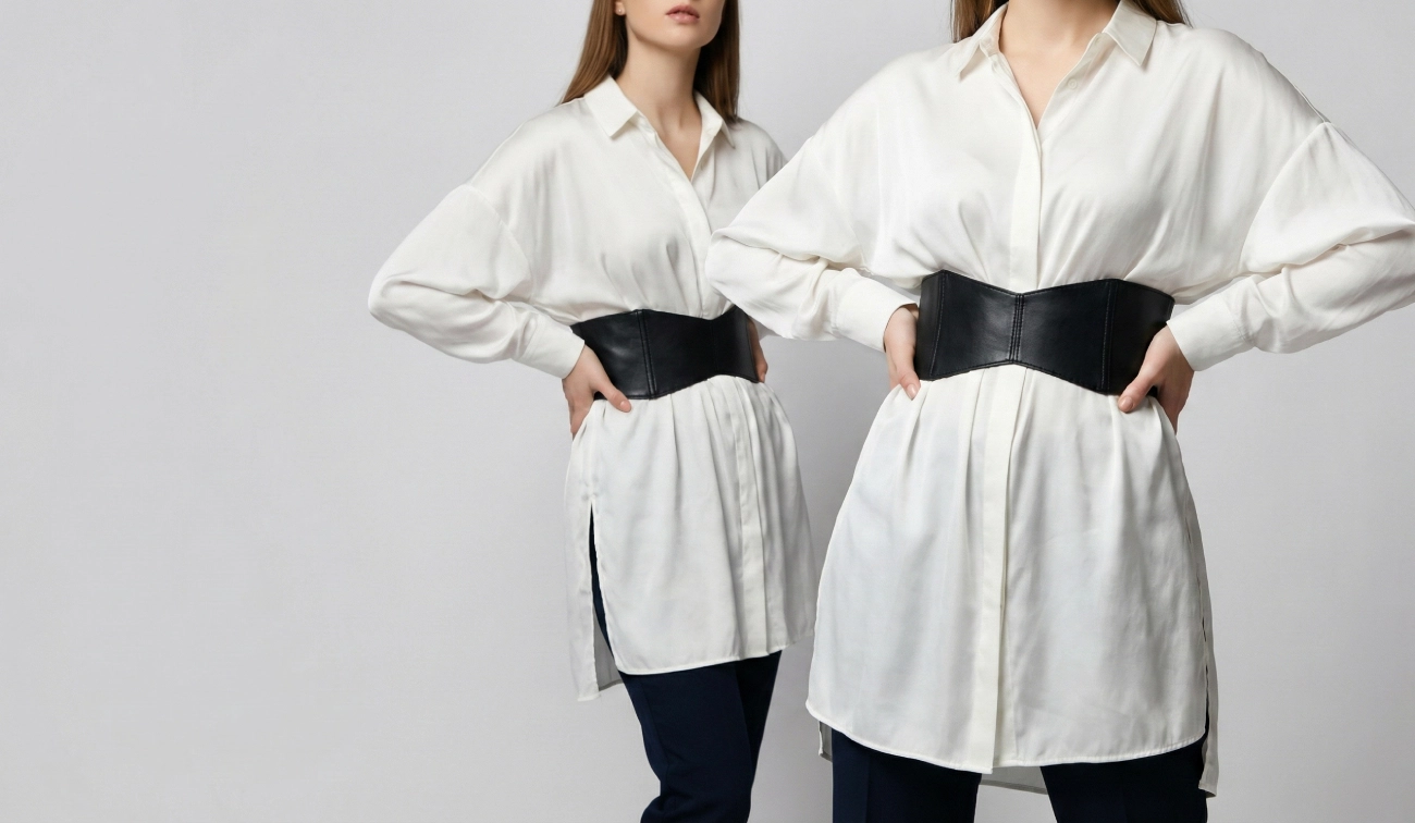 look chemise soie ceinture corselet