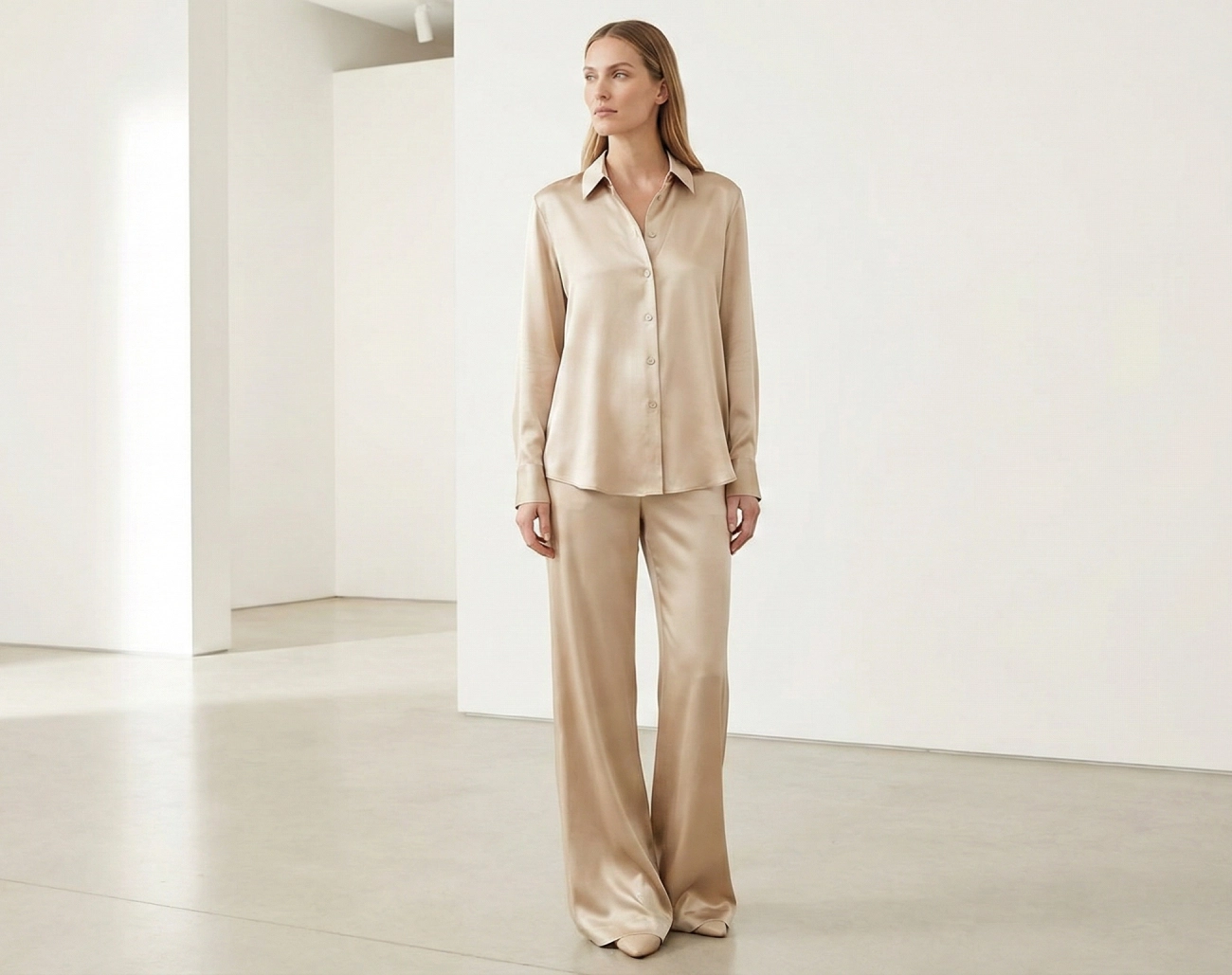 look chemise soie le total look soie