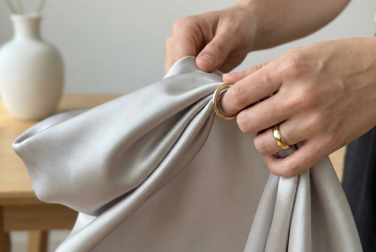 reconnaitre de la vraie soie avec le test de l'anneau et de la bague