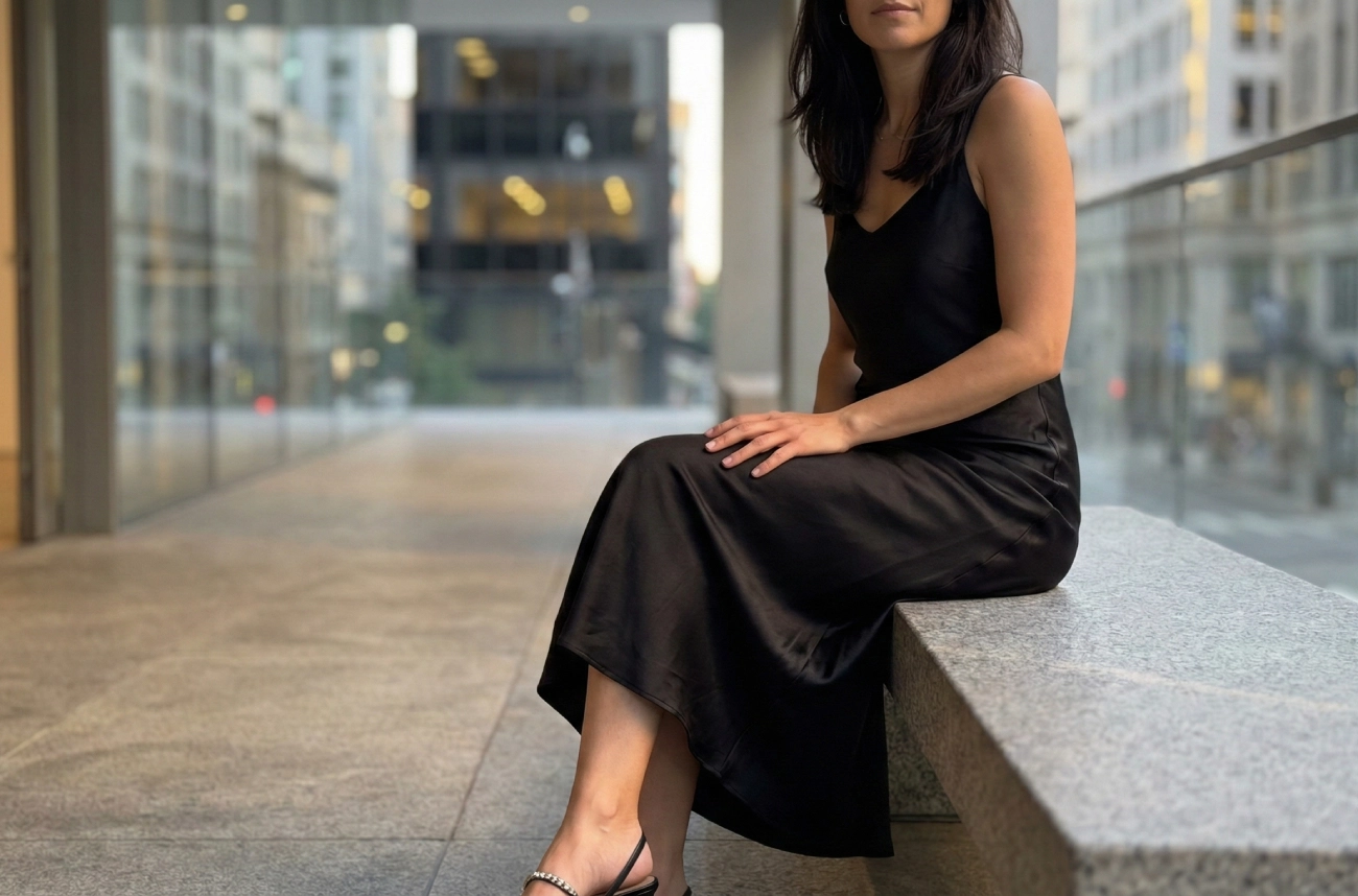 robe midi soie noire