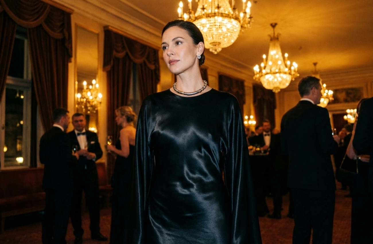 robe soie noire look soirée sophistiquée